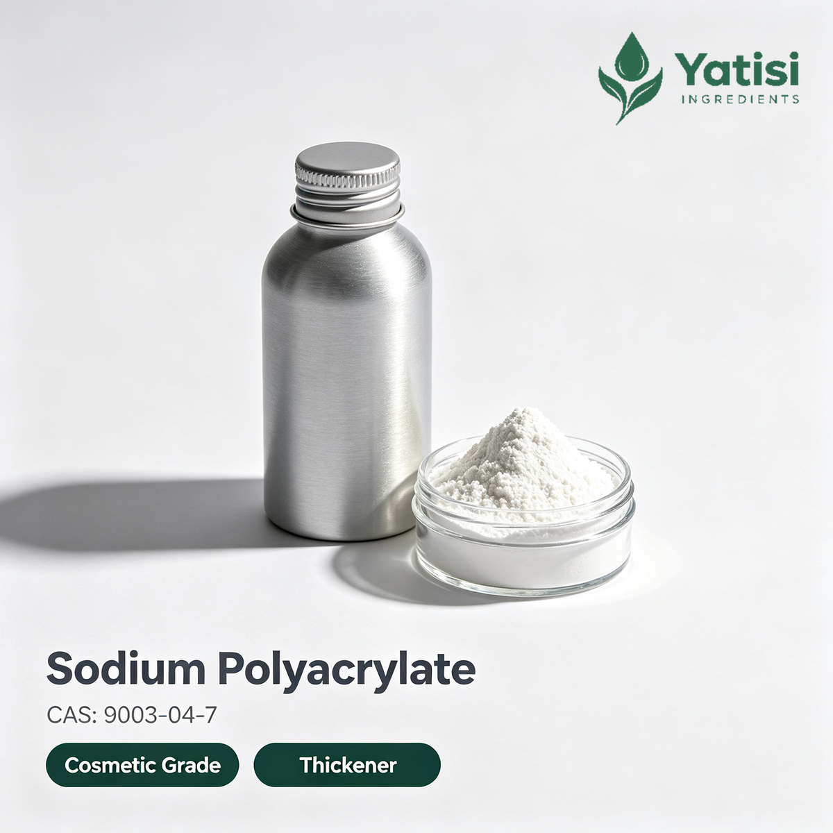 Yatisi Sodium Polyacrylate, Cosmetic Grade Thickener, Water-Soluble Polymer for Skincare & Color Cosmetics
