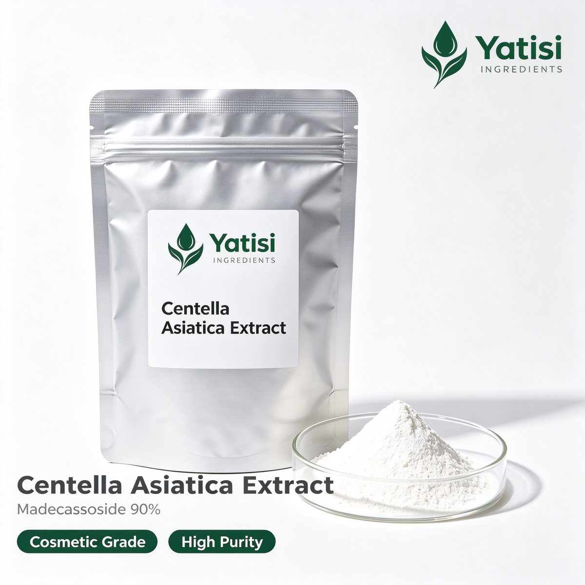 Cosmetic Grade Centella Asiatica Extract Powder 90%, Skin Soothing & Repair Raw Material