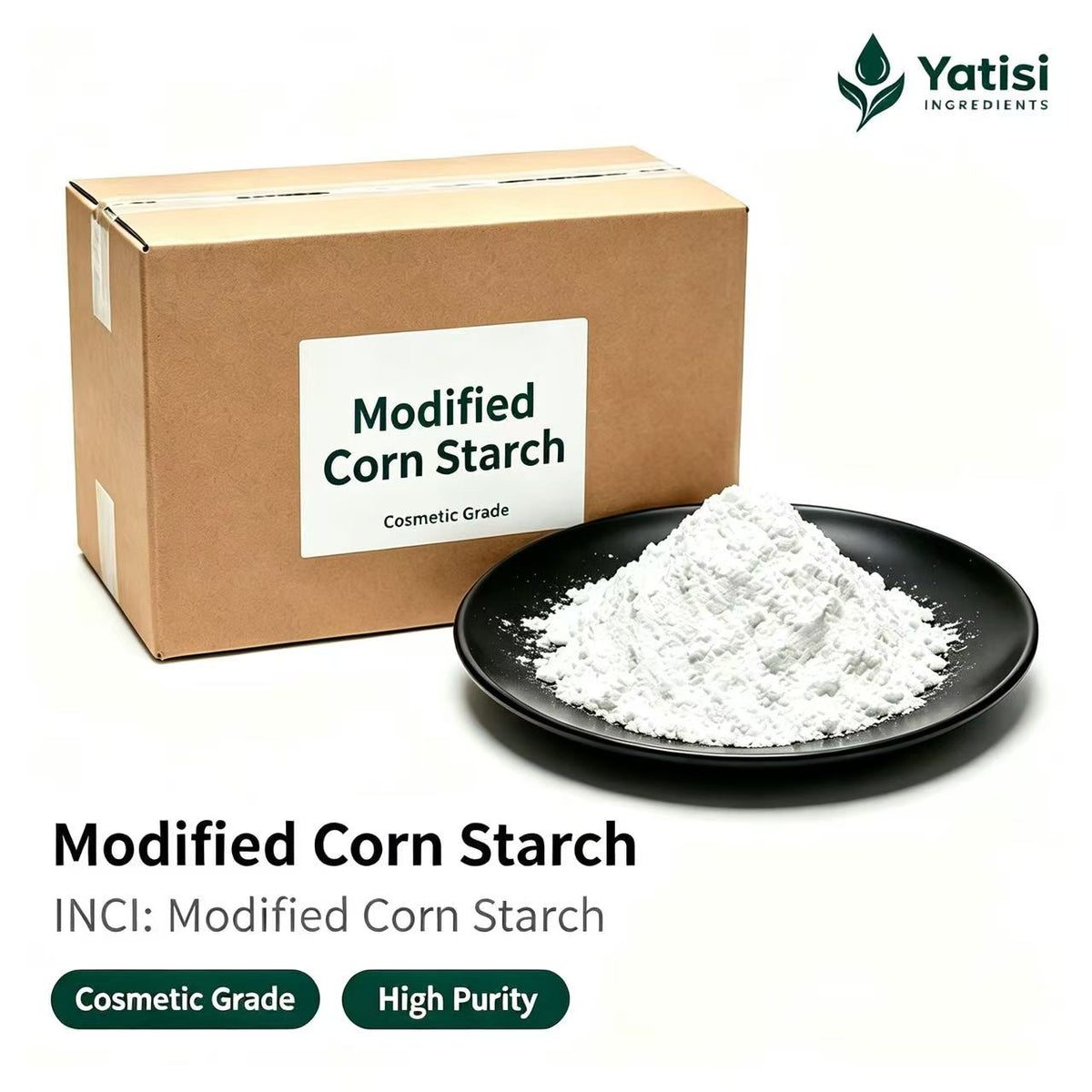 Yatisi Modified Corn Starch, Cosmetic Grade, Natural Texture Modifier & Matting Agent for Makeup & Skincare