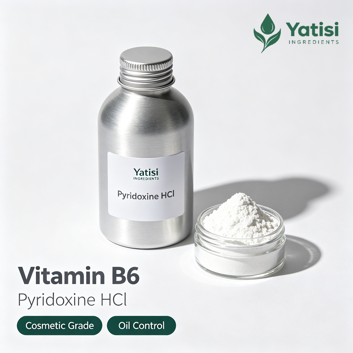 Cosmetic Grade Vitamin B6 Pyridoxine HCl Powder Water-soluble Raw Material for Skincare & Haircare