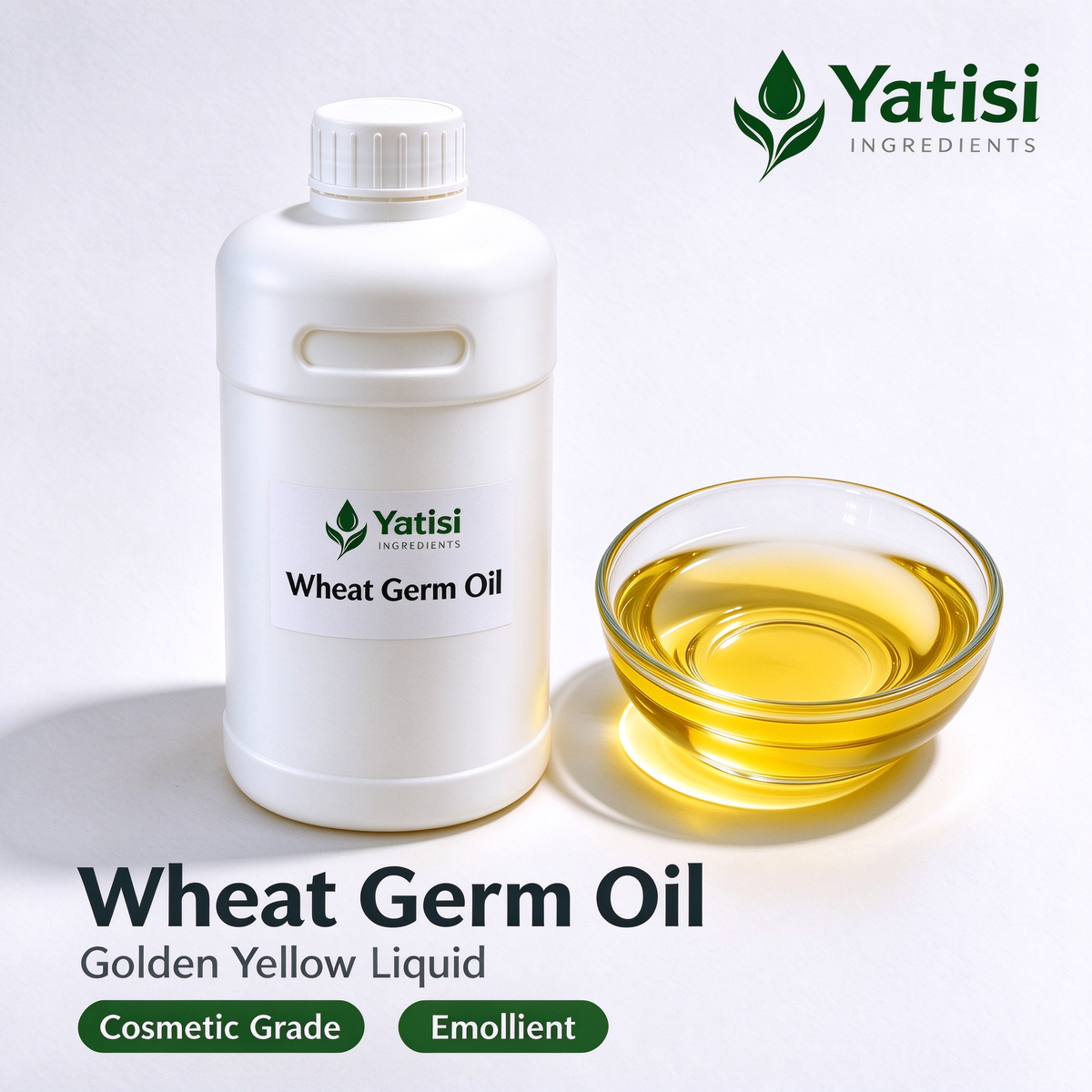Cosmetic Grade Wheat Germ Oil, Natural Carrier Oil for Skincare & Massage Formulations
